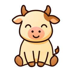illustration of cute sit cow 