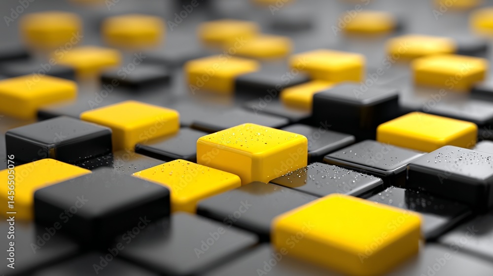 Poster a 3d render featuring colored light set against an abstract geometric background