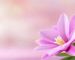 Delicate pale pink flower blossom, soft focus background