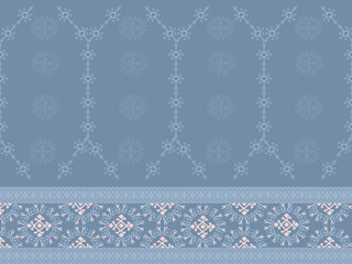 Traditional Ukrainian cross-stitch Detailed vector Illustration for textile printing design, on pixels pastel colors tones