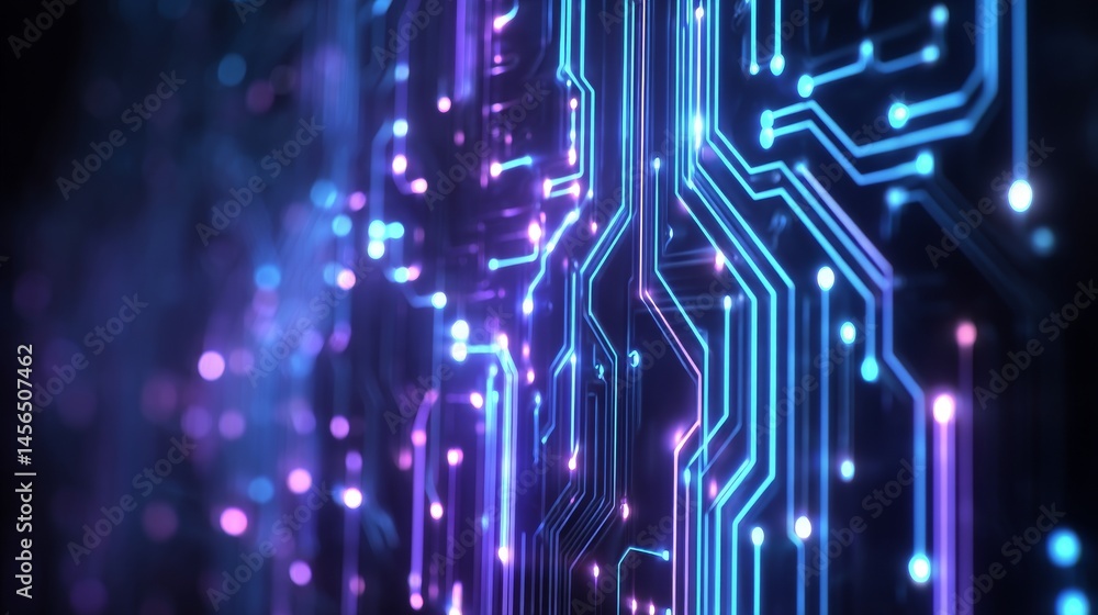 Aufkleber the stock image presents a futuristic background with a cyberpunk theme, incorporating glowing abstr