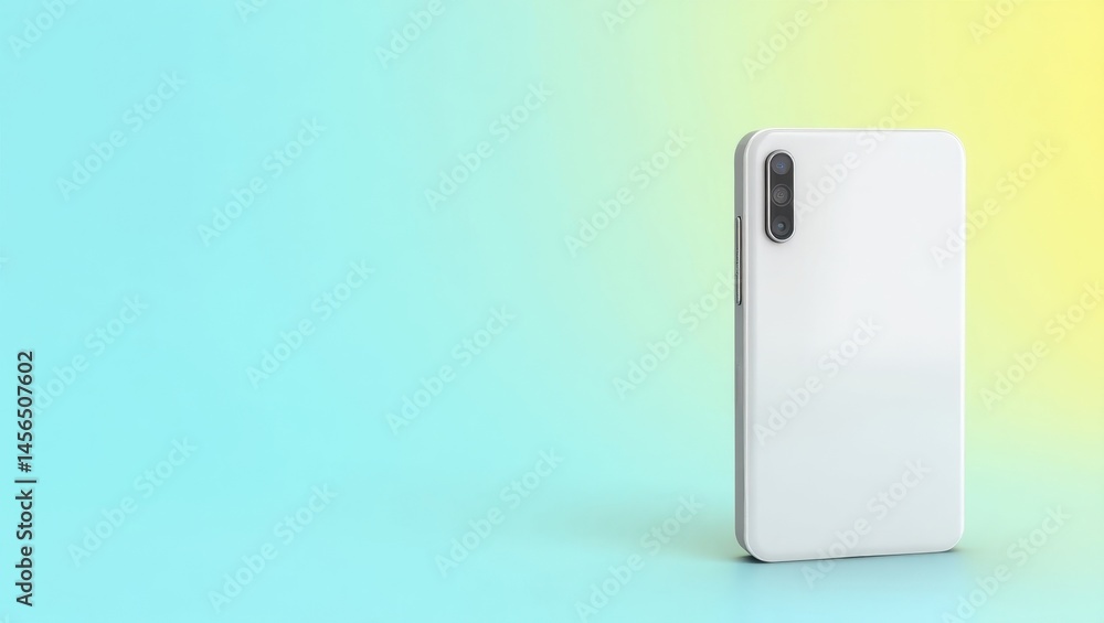 Poster wp fusion. digital elegance unfolds. isolated background, copyspace.. sleek white phone on plain bac