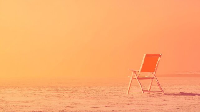 Orange Sunset Beach Chair on Sandy Shore
