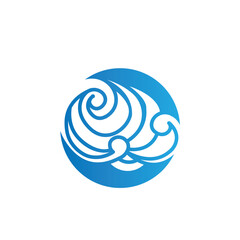 W letter with wave logo template