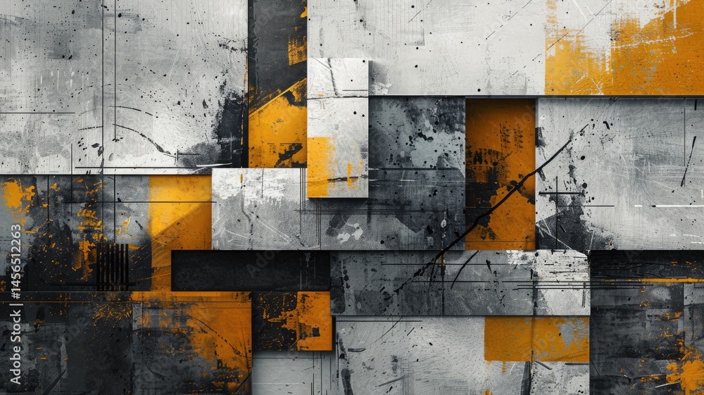 Poster modern abstract style concrete block and texture surface. strong building for secure workplace or st