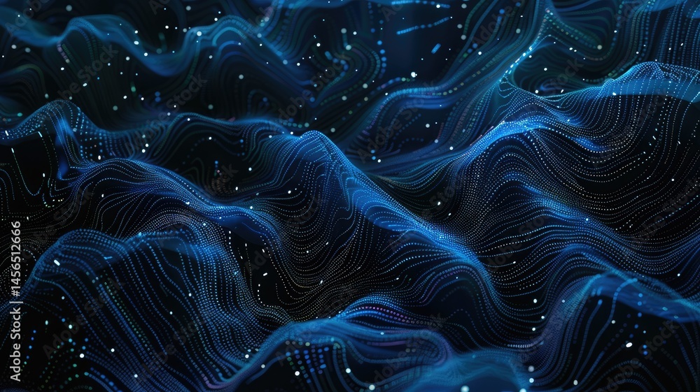 Poster a captivating abstract image showcasing dynamic light waves in a dark background. this digital repre