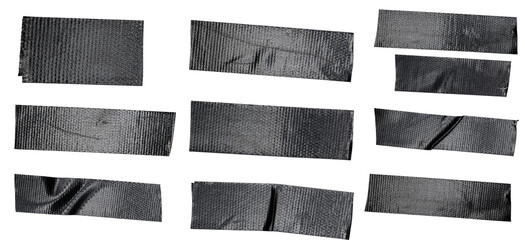 Obraz premium Black Adhesive Duct Tape Strips Set Illustration for Repair and DIY Projects