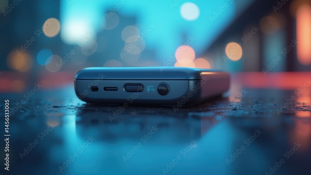 Poster zeroshot learning. darkness and solitude. isolated background, copyspace.. single phone sits alone i