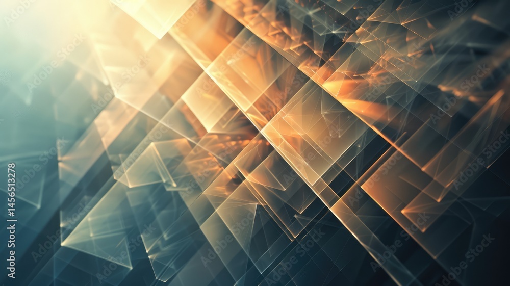 Poster abstract picture micro particle in geometric shape represent data flow. vivid flowing object with hi