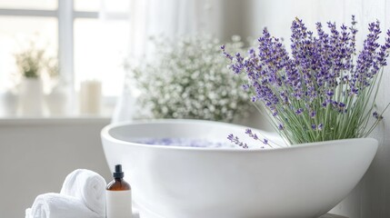 Relaxing lavender-scented spa bathtub