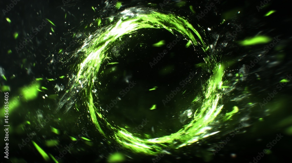 Poster the background consists of a futuristic, green digital tunnel incorporating concentric circular patt