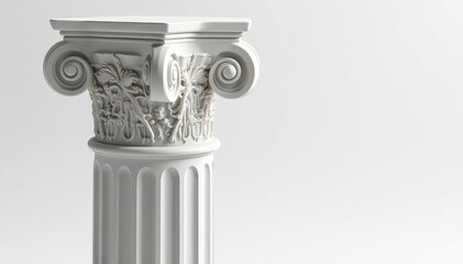 Obraz premium Elegant Roman column detail against pure white backdrop, architecture, rome