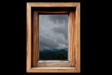 A natural view that includes the clouds, sky, and mountains, with parts of the clouds extending beyond the frame, represents a surreal concept