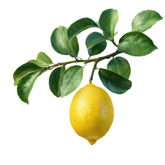 Fresh Lemon on a Branch: Vibrant Citrus Delight
