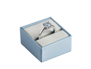 Elegant engagement ring in blue velvet box for special occasions, cut out