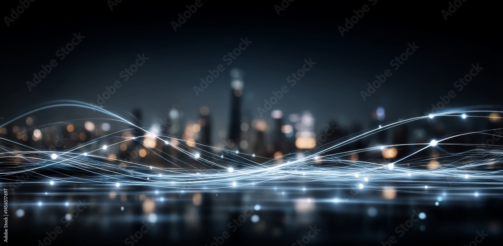 Poster the concept of wireless network and connection technology is set against an abstract backdrop of ban