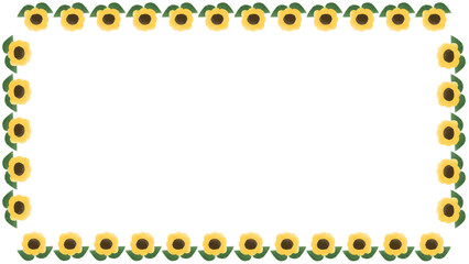 水彩風ひまわりのゆるいフレームイラスト