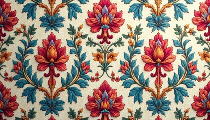 Intricate floral damask, elegant repeating design, pattern, wallpaper