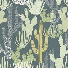 Seamless Pattern with Cacti . Wild West Surface Poster Design for All Fabrics and Prints. Abstract cacti vector artwork.