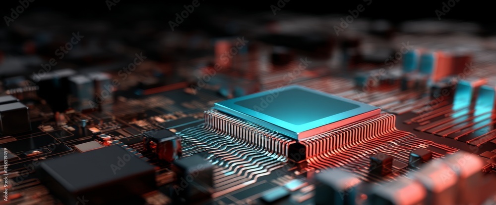 Aufkleber futuristic code processing takes place on a server that incorporates a printed circuit board, all of