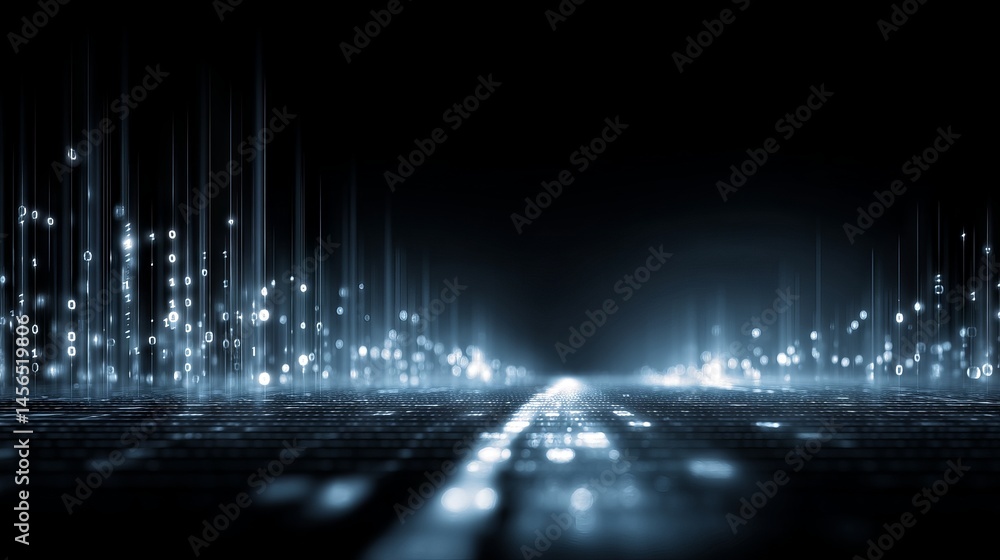 Poster the concept of digital cyberspace featuring particles and connections within a digital data network