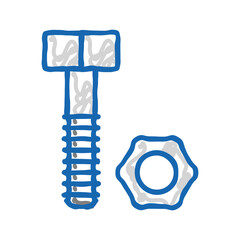 nut and bolt tool work icon doodle illustration