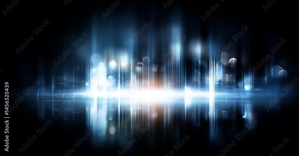 Poster abstract digital network data is rendered in 3d as a background