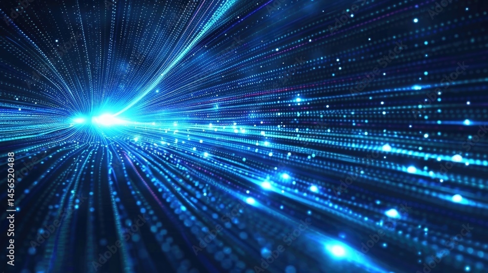 Poster abstract blue digital network background with lines and nodes. digital artwork of glowing digital wa