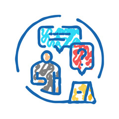testimonial evidence crime icon doodle illustration