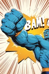 Superhero punch comic illustration