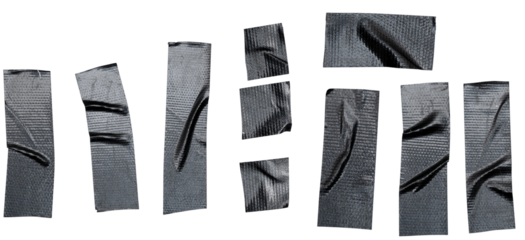 Black Duct Tape Strips Set Illustration for Repair, Craft, and Design Use