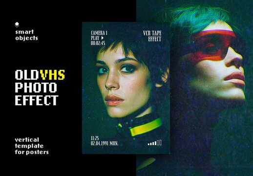 Old Vhs Tape Poster Photo Template Mockup