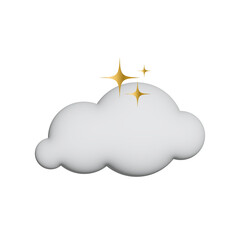 3d clouds and stars PNG set on transparent background