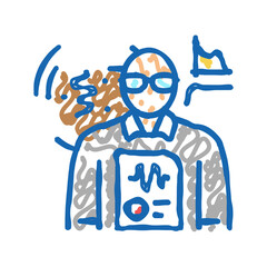 seismologists worker icon doodle illustration