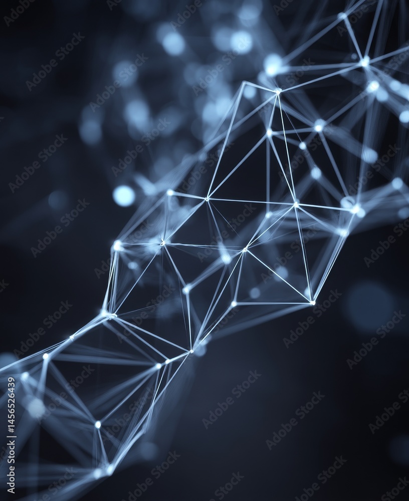 Poster the futuristic 3d illustration features a technology space with a magical abstract pattern of inform