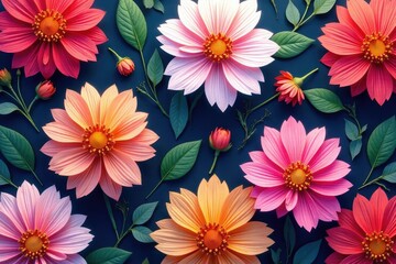 Fototapeta premium Abstract floral pattern, repeating seamlessly , nature, modern, interior design