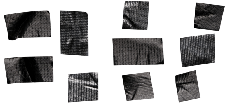Black Duct Tape Pieces Set Illustration for Design, Repair, and Craft Projects