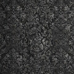 Monochrome gothic wallpaper; dense floral & geometric damask , illustration, art