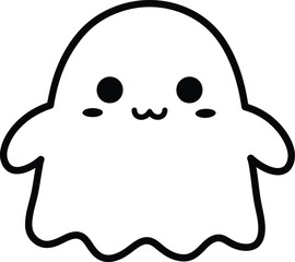 Cute Halloween Ghost,Cartoon Ghost with Kawaii Face,Simple Ghost Illustration for Halloween Isolated,Friendly Ghost Character for Halloween, Adorable on Transparent Background AI Generative
