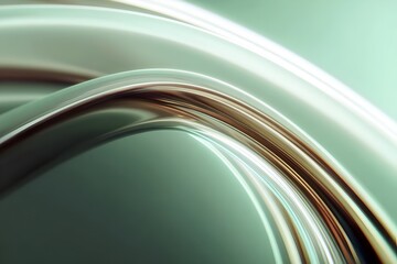 Obraz premium minimal architecture background. Futuristic minimal 3D render featuring abstract glassy curve, soft green tones, and ethereal light beams in modern space.