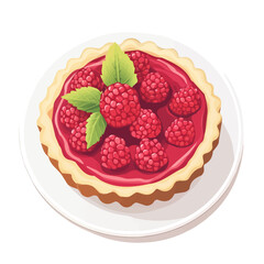 My Simple flat 2D illustration of a raspberry tart isolated on a transparent background, EPS Format, vector, flat design, animation design, simple flat 2D