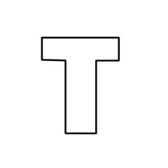 alphabets font letter T isolated style in black and white
