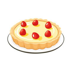 My Simple flat 2D illustration of a custard tart with berry set collection isolated on a transparent background, EPS Format, vector, flat design, animation design, simple flat 2D