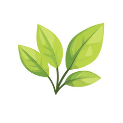  A Simple flat 2D icon green leaves isolated on a transparent background, vector, flat design, animation design, simple flat 2D icon, minimalist design
