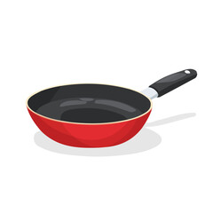 My Simple flat 2D icon of a frying pan isolated on a transparent background, vector, flat design, animation design, simple flat 2D icon, minimalist design