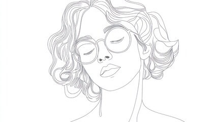 Elegant woman, minimalist line art