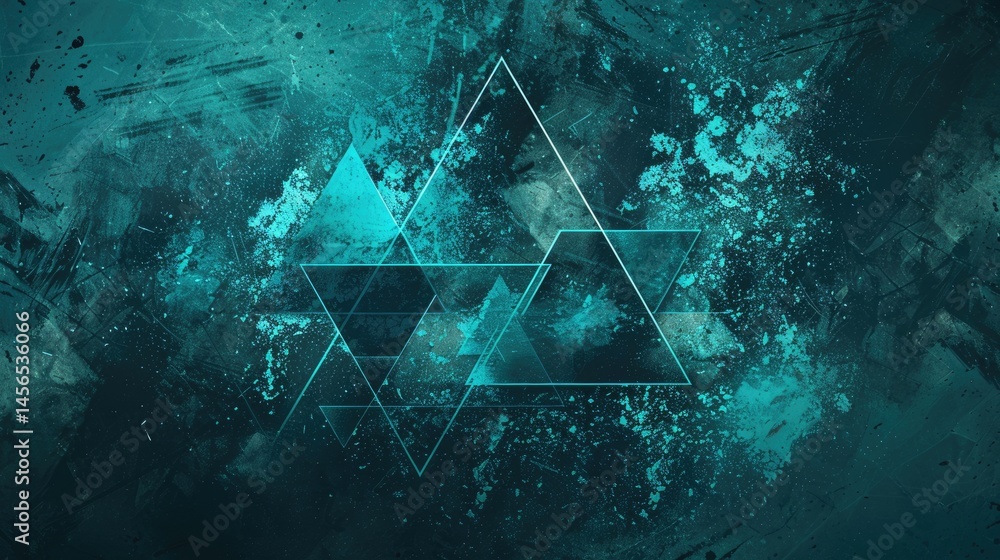 Poster the abstract picture of the green triangle repetitive pattern polygon geometry in the background, ge