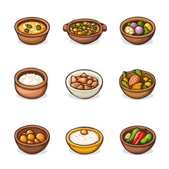 My Simple flat 2D icon of a ful medames set isolated on a transparent background, vector, flat design, animation design, simple flat 2D icon, minimalist design
