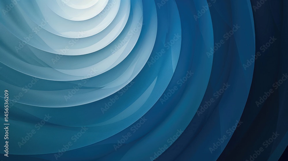 Poster the abstract picture of the blue circle round curve shape with multiple circular wave, the abstract 