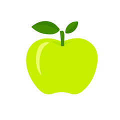 My Simple flat 2D icon of a green apple isolated on a transparent background, vector, flat design, animation design, simple flat 2D icon, minimalist design